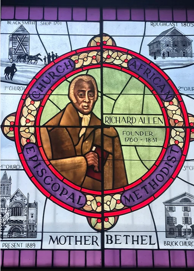 Stained glass window from Mother Bethel AME Church. Credit The Black Journey Philadelphia